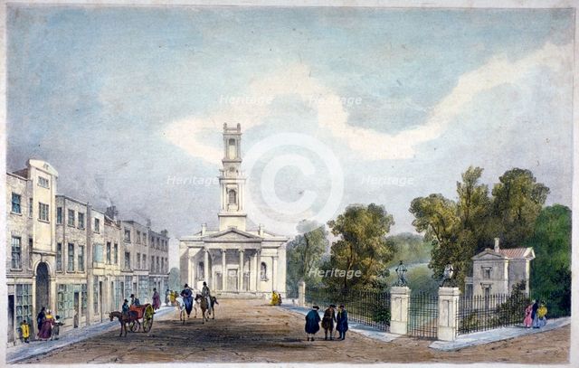 St Mary's Church and Croom's Hill, Greenwich, London, c1825.                                         Artist: Anon
