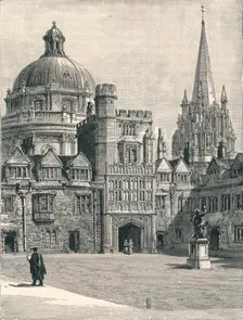 St Mary's Church and the Radcliffe, from the quadrangle, at Brasenose, 1896