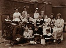 St Mary's Hospital, Plaistow: Basil Hood and Robert Archibald with patients and nurses..., 1904. Creator: Unknown