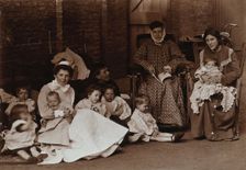 St Mary's Hospital, Plaistow: patients, children and a nurse, 1904. Creator: Unknown