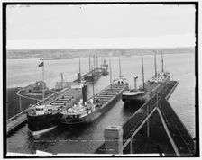 St. Mary's River south from the locks, Sault Ste. Marie, Mich., c1905. Creator: Unknown