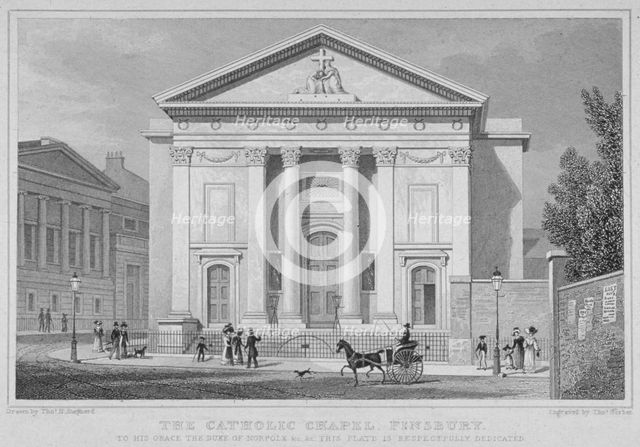 St Mary's Roman Catholic Church, Moorfields, City of London, 1827. Artist: Thomas Barber