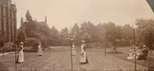 St Marylebone Infirmary, London: nurses playing tennis, 1906 (1912). Creator: Unknown