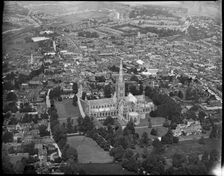St Mary's Cathedral and environs, Salisbury, Wiltshire, c1930s. Creator: Arthur William Hobart