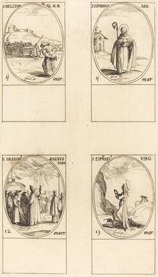 St. Meliton; St. Firminus; St. Gregory the Great; St. Euphrasia. Creator: Jacques Callot