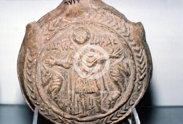 St. Menas, Pilgrim Flask from Abu Mina, Mariut, Egypt, 6th-7th Century. Artist: Unknown.