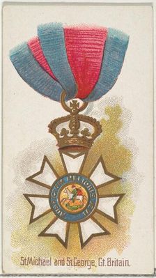 St. Michael and St. George, Great Britain, from the World's Decorations series (N30) for A..., 1890. Creator: Allen & Ginter