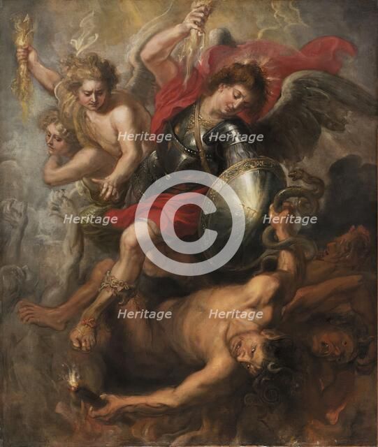 St. Michael expelling Lucifer and the Rebel Angels, 1622. Creator: Workshop of Peter Paul Rubens.