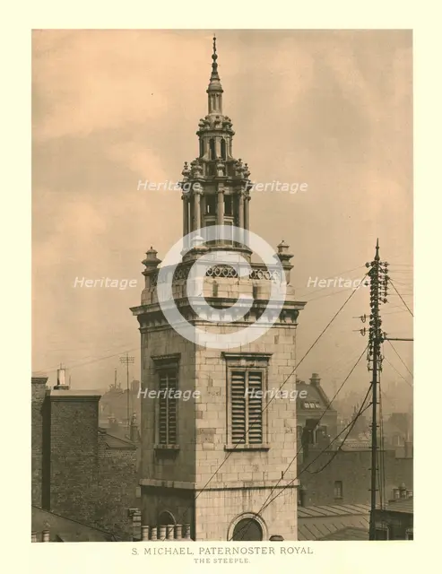 'St Michael, Paternoster Royal, The Steeple', mid-late 19th century. Creator: Unknown.