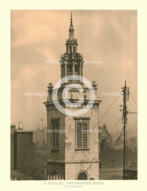 'St Michael, Paternoster Royal, The Steeple', mid-late 19th century. Creator: Unknown.