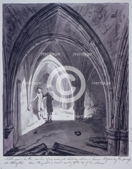 St Michael's Crypt, Aldgate, London, 1784. Artist: John Carter