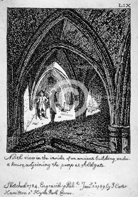 St Michael's Crypt, Aldgate, London, 1789. Artist: John Carter