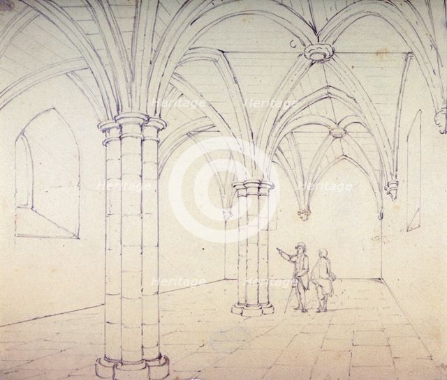 St Michael's Crypt, Aldgate, London, c1820(?). Artist: George Shepherd