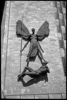 St Michael's Victory over the Devil sculpture at Coventry Cathedral, West Midlands, c1958-c1980. Creator: Ursula Clark
