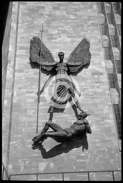 'St Michael's Victory over the Devil', sculpture at Coventry Cathedral, West Midlands, c1958-c1980. Creator: Ursula Clark.