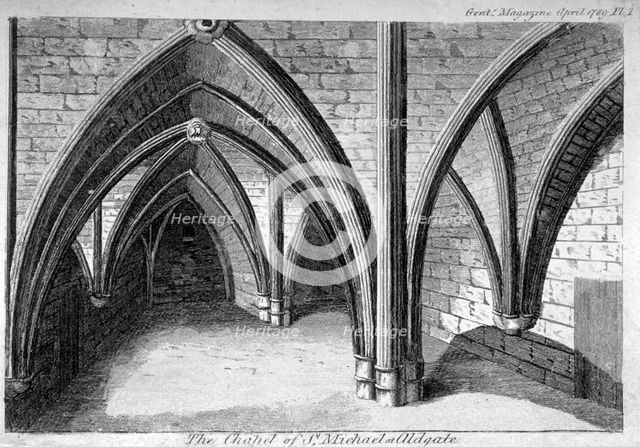 St Michael's Crypt, Aldgate, London, 1789. Artist: Anon