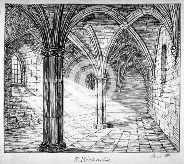 St Michael's Crypt, Aldgate, London, c1800. Artist: Mary Anne Hedger