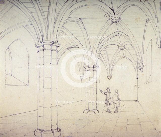 St Michael's Crypt, Aldgate, London, c1820(?). Artist: George Shepherd