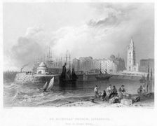 St Nicholas Church, Liverpool, 1841.Artist: William Henry Bartlett