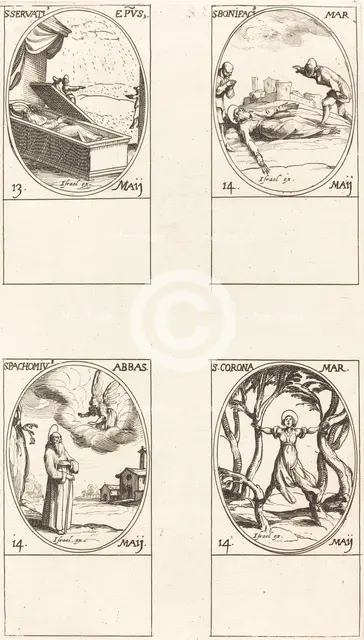 St. Servatius; St. Boniface; St. Pachomius; St. Corona. Creator: Jacques Callot.