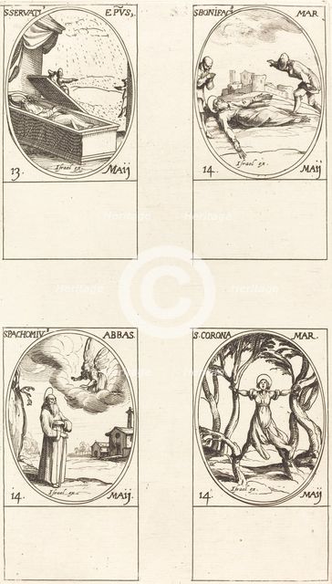 St. Servatius; St. Boniface; St. Pachomius; St. Corona. Creator: Jacques Callot.
