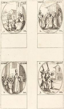 St. Simeon Salus; The Visitation; Deposition of the Virgin's Clothes; St. Hiacintus. Creator: Jacques Callot