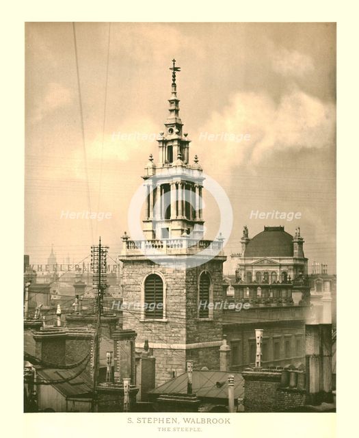 'St Stephen Walbrook, The Steeple', mid-late 19th century. Creator: Unknown.