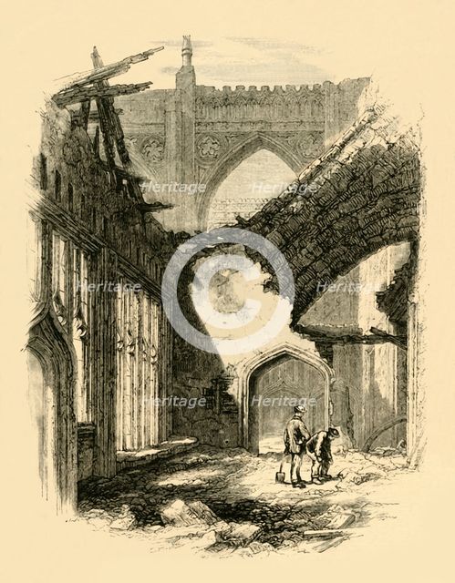 'St. Stephen's Chapel. - Interior after the Fire', 1881. Creator: Unknown.