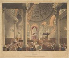 St. Stephen's Walbrook, November 1, 1809. Creators: Thomas Rowlandson, Augustus Charles Pugin, J. Bluck
