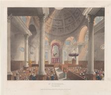 St. Stephen's Walbrook, November 1, 1809., November 1, 1809. Creators: Thomas Rowlandson, Augustus Charles Pugin, J. Bluck
