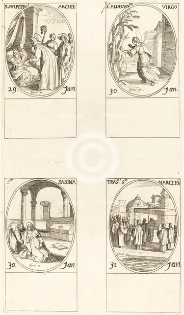 St. Sulpicius; St. Aldegondes; St. Sabina; The Calling of St. Mark. Creator: Jacques Callot.