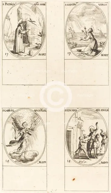 St. Patrick; St. Gertrude; St. Gabriel, Archangel; St. Edward. Creator: Jacques Callot.