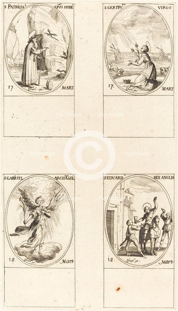 St. Patrick; St. Gertrude; St. Gabriel, Archangel; St. Edward. Creator: Jacques Callot.
