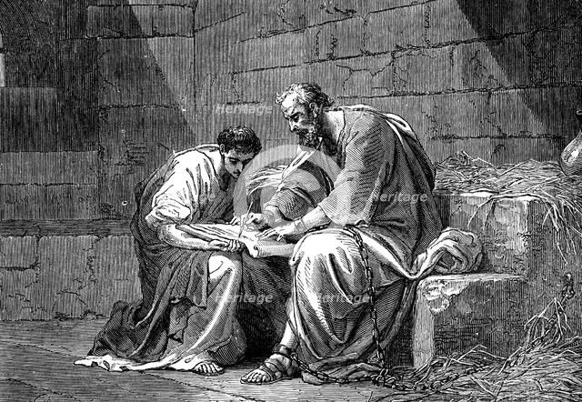 St Paul the Apostle in prison, writing his epistle to the Ephesians, 1st century AD (19th century). Artist: Unknown
