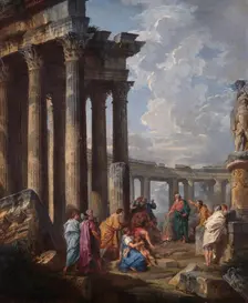 St Paul at Malta, Grasping the Viper 1735. Artist: Giovanni Paolo Panini