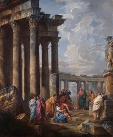 St Paul at Malta, Grasping the Viper 1735. Artist: Giovanni Paolo Panini