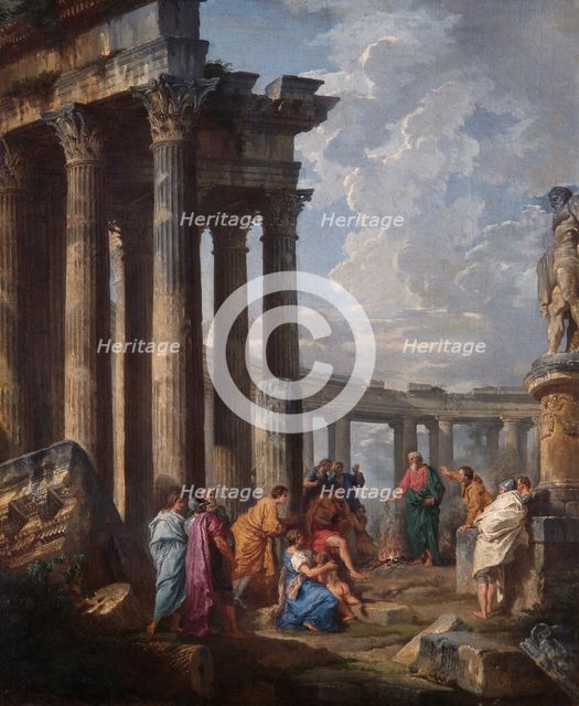 'St Paul at Malta, Grasping the Viper', 1735. Artist: Giovanni Paolo Panini.