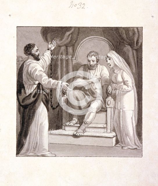 'St Paul before the Governor of Caesarea, Felix, and his Wife, Drusilla', c1810-1844.  Artist: Henry Corbould 