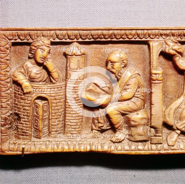 St Paul Conversing with Thecla, Ivory Panel from Casket  Rome, late 4th century. Artist: Unknown.