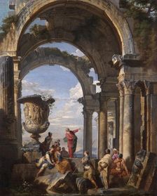 St Paul Preaching at Athens 1737. Artist: Giovanni Paolo Panini