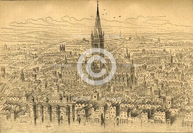 'St. Paul's and the Neighbourhood in 1540', (1897). Creator: Unknown.