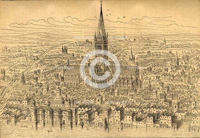 'St. Paul's and the Neighbourhood in 1540', (1897). Creator: Unknown.