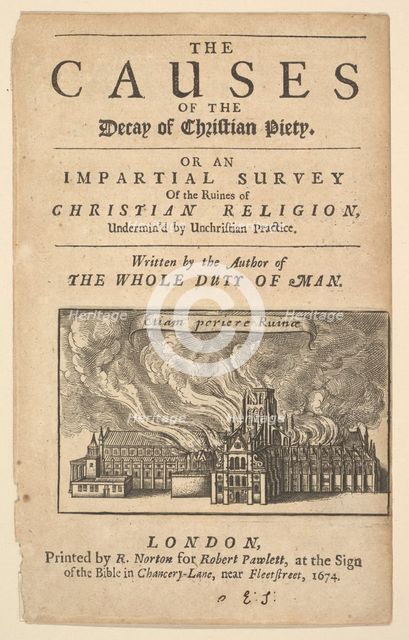 St. Paul's Burning, (Lex ignea), 1671 or after. Creator: Wenceslaus Hollar.