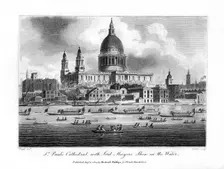 St Paul's Cathedral, with the Lord Mayor's Show on the Water London, 1804.Artist: Newton