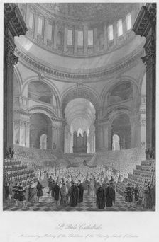 St. Paul's Cathedral. Anniversary Meeting of the Children of the Charity Schools of London c1841. Artist: William Haydon Fuge