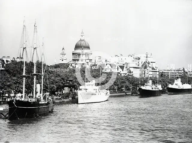 St Paul's Cathedral and the Embankment, London, c1955. Creator: Arthur Charles Kirby Ware.