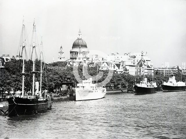 St Paul's Cathedral and the Embankment, London, c1955. Creator: Arthur Charles Kirby Ware.
