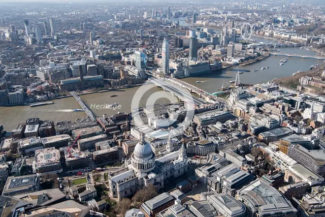 St Paul's Cathedral and view towards the South Bank, London, 2018. Creator: Historic England Staff Photographer.