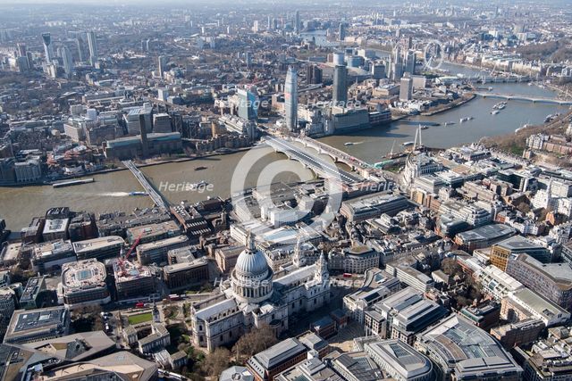 St Paul's Cathedral and view towards the South Bank, London, 2018. Creator: Historic England Staff Photographer.