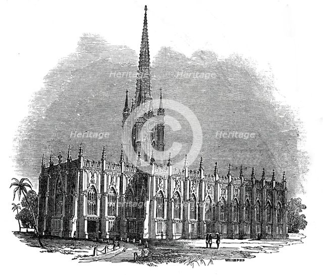 St. Paul's Cathedral, Calcutta, 1845. Creator: Josiah Wood Whymper.